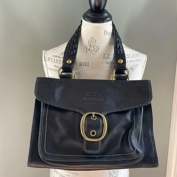 Coach Bags Coach Bleecker Tattersall Legacy Black Leather Flap Satchel Euc Poshmark